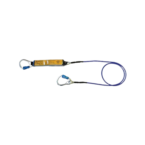 WORKWEAR, SAFETY & CORPORATE CLOTHING SPECIALISTS Shock Absorbing Lanyard B-Safe PVC Wire Twin Aluminium  Twist Lock Karabiners 50KG-140KG