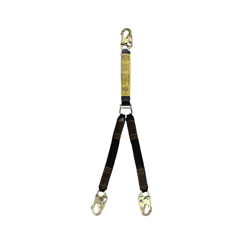 WORKWEAR, SAFETY & CORPORATE CLOTHING SPECIALISTS Shock Absorbing Lanyard B-Safe Web Twin 1M Steel Snap Hooks 50KG-140KG