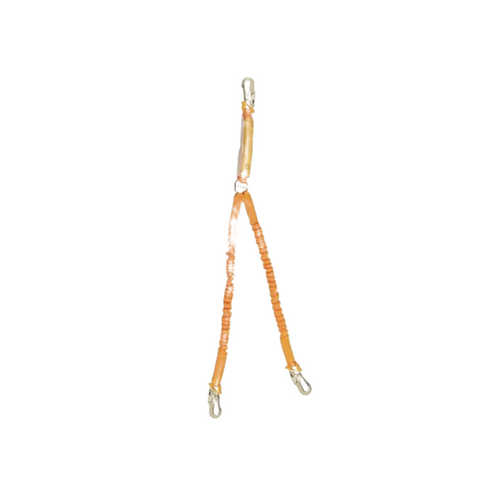 WORKWEAR, SAFETY & CORPORATE CLOTHING SPECIALISTS Shock Absorbing Lanyard B-Safe Elasticised Twin 2M-1.5M Steel Snap Hooks 50KG-140KG