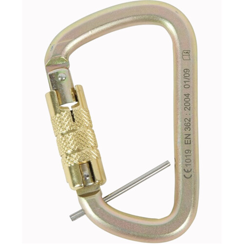 WORKWEAR, SAFETY & CORPORATE CLOTHING SPECIALISTS - KARABINER STEEL D TWIST LOCK CAPTIVE PIN 40KN 22MM GATE OPENING 16KN GATE