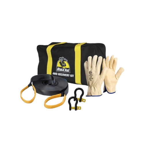 WORKWEAR, SAFETY & CORPORATE CLOTHING SPECIALISTS Recovery Strap Kit HD 60mm x 9M  8t with gloves and Shackles