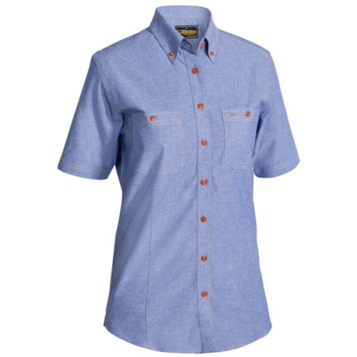 WORKWEAR, SAFETY & CORPORATE CLOTHING SPECIALISTS - WOMENS CHAMBRAY SHIRT -  SHORT SLEEVE