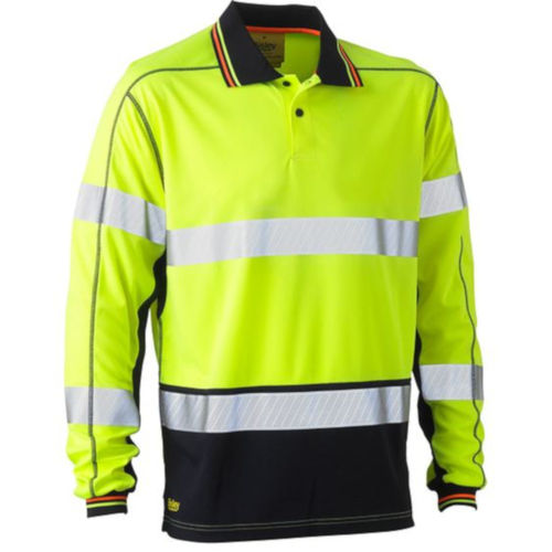 WORKWEAR, SAFETY & CORPORATE CLOTHING SPECIALISTS TAPED HI VIS POLYESTER MESH POLO - LONG SLEEVE