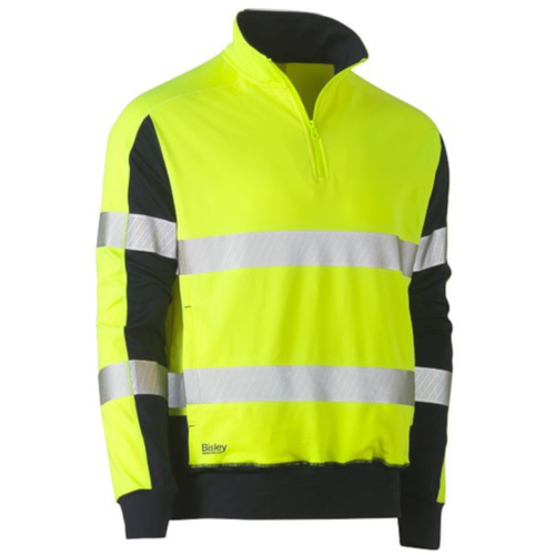 WORKWEAR, SAFETY & CORPORATE CLOTHING SPECIALISTS - TAPED HI VIS STRETCHY FLEECE ZIP PULLOVER