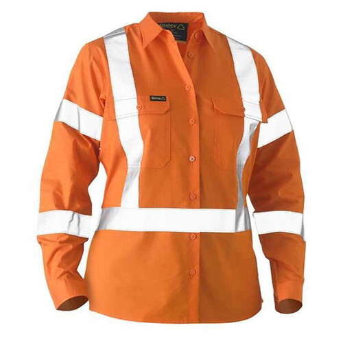 WORKWEAR, SAFETY & CORPORATE CLOTHING SPECIALISTS WOMEN'S X TAPED HI VIS RECYCLED DRILL SHIRT