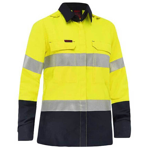 WORKWEAR, SAFETY & CORPORATE CLOTHING SPECIALISTS - APEX 185 WOMEN'S TAPED HI VIS FR VENTED SHIRT