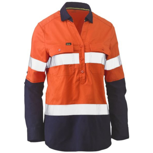 WORKWEAR, SAFETY & CORPORATE CLOTHING SPECIALISTS - WOMENS TAPED HI VIS STRETCH V-NECK SHIRT