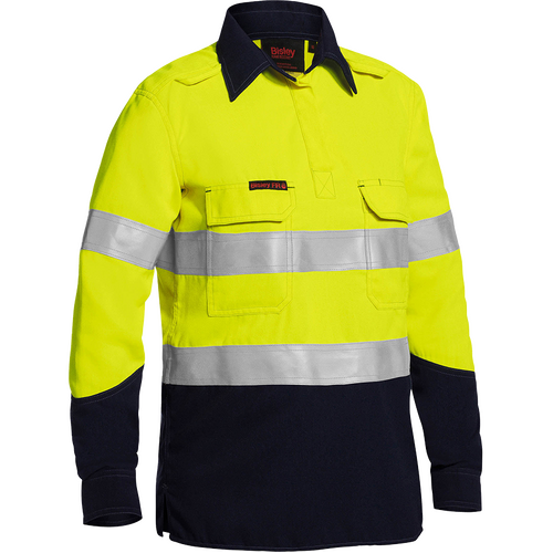 WORKWEAR, SAFETY & CORPORATE CLOTHING SPECIALISTS Womens TenCate Tecasafe Plus Taped Two Tone Hi Vis FR Closed Front Shirt With Concealed Front Placket- Long Sleeve