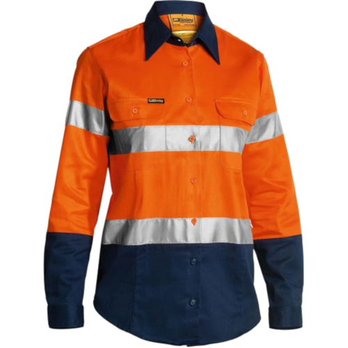 WORKWEAR, SAFETY & CORPORATE CLOTHING SPECIALISTS - WOMENS 3M TAPED HI VIS DRILL SHIRT - LONG SLEEVE