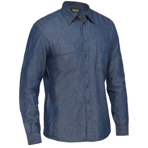 WORKWEAR, SAFETY & CORPORATE CLOTHING SPECIALISTS - MENS LONG SLEEVE DENIM WORK SHIRT