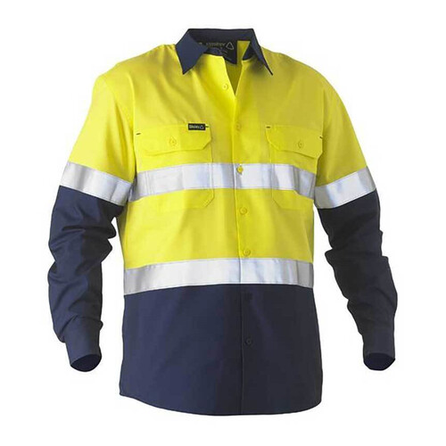 WORKWEAR, SAFETY & CORPORATE CLOTHING SPECIALISTS - TAPED TWO TONE HI VIS RECYCLED DRILL SHIRT