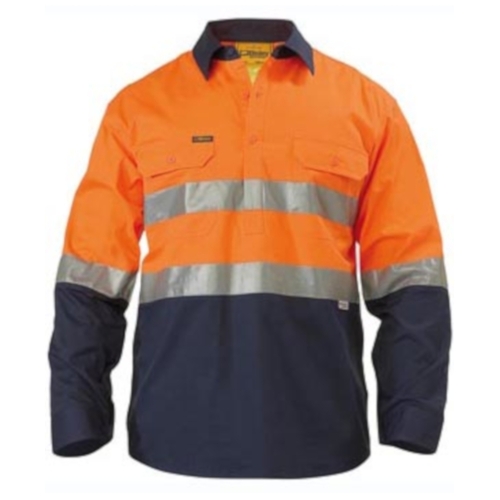 WORKWEAR, SAFETY & CORPORATE CLOTHING SPECIALISTS - 3M TAPED CLOSED FRONT COOL LIGHTWEIGHT HI VIS SHIRT - LONG SLEEVE