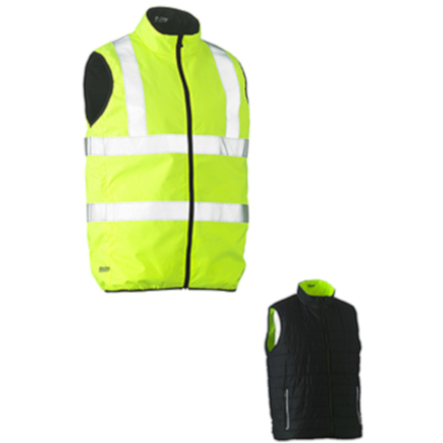 WORKWEAR, SAFETY & CORPORATE CLOTHING SPECIALISTS TAPED HI VIS REVERSIBLE PUFFER VEST (SHOWER PROOF)