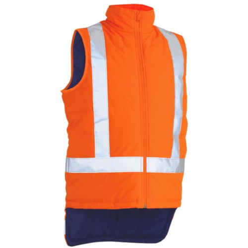 WORKWEAR, SAFETY & CORPORATE CLOTHING SPECIALISTS TAPED HI VIS PUFFER VEST - X BACK (SHOWER PROOF)