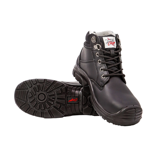WORKWEAR, SAFETY & CORPORATE CLOTHING SPECIALISTS BATHURST - Cougar 6 Black Leather Lace Up Collar Boot Steel Toe