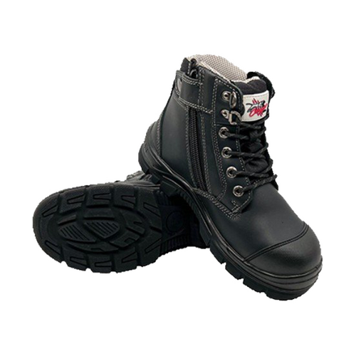 WORKWEAR, SAFETY & CORPORATE CLOTHING SPECIALISTS DETROIT - Cougar 6 Black Lace Up Side Zip Collar Boot Compopsite Toe