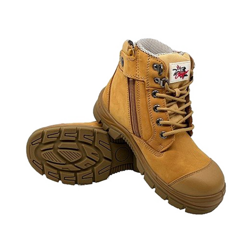 WORKWEAR, SAFETY & CORPORATE CLOTHING SPECIALISTS MIAMI - Cougar 6 Wheat Lace Up Side Zip Collar Boot With Scuff Cap