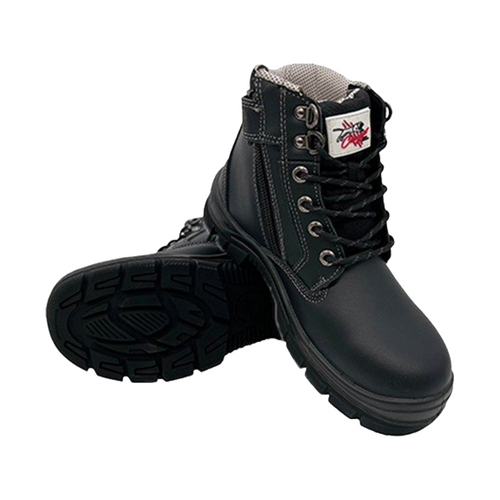 WORKWEAR, SAFETY & CORPORATE CLOTHING SPECIALISTS WANG - Cougar 6 Black Lace Up Side Zip Collar Boot Non Safety