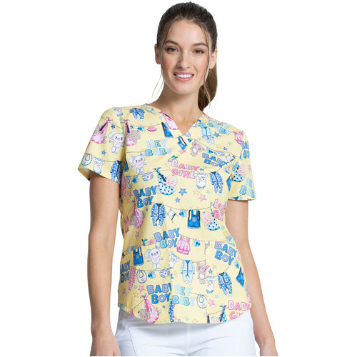 WORKWEAR, SAFETY & CORPORATE CLOTHING SPECIALISTS V-NECK PRINT TOP-Hey Baby-2XL