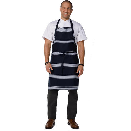 WORKWEAR, SAFETY & CORPORATE CLOTHING SPECIALISTS - Navy Butcher Stripe Bib Apron