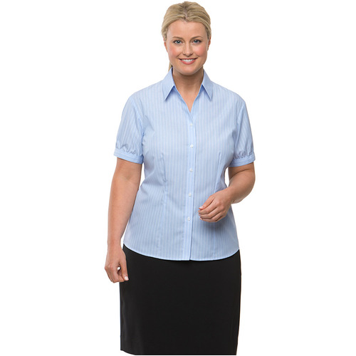 WORKWEAR, SAFETY & CORPORATE CLOTHING SPECIALISTS Shadow Stripe Short Sleeve Shirt - Ladies
