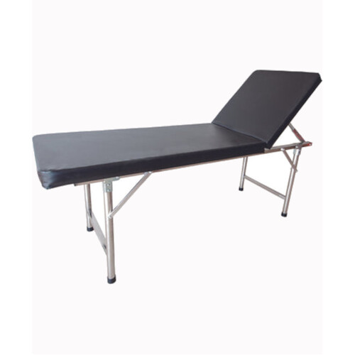 WORKWEAR, SAFETY & CORPORATE CLOTHING SPECIALISTS Examination Table, Stainless Steel Frame, Leather Upholstered Couch, Adjustable Head Section Up To 70 Degrees. - Gst Free