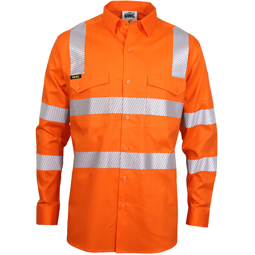 WORKWEAR, SAFETY & CORPORATE CLOTHING SPECIALISTS - HiVis Segment Taped Coolight VIC Rail Shirt
