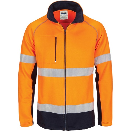 WORKWEAR, SAFETY & CORPORATE CLOTHING SPECIALISTS HIVIS 2 Tone full zip fleecy sweat shirt CSR R/Tape-Orange / Navy-XL