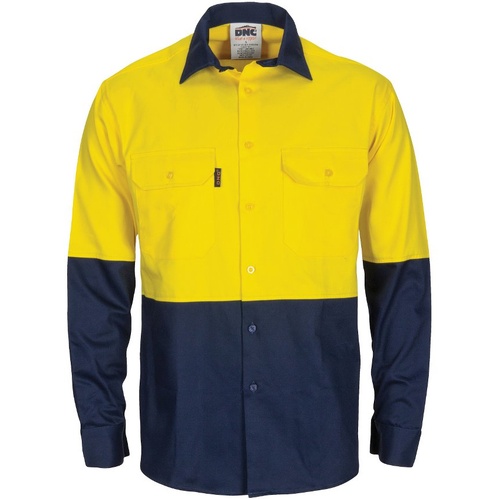 WORKWEAR, SAFETY & CORPORATE CLOTHING SPECIALISTS HiVis L/W Cool-Breeze T2 Vertical Vented Cotton Shirt with Gusset Sleeves - Long Sleeve