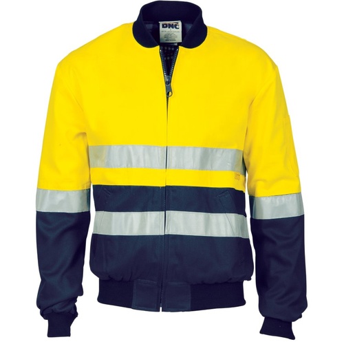 WORKWEAR, SAFETY & CORPORATE CLOTHING SPECIALISTS - HiVis Two Tone D/N Cotton Bomber Jacket with CSR R/tape