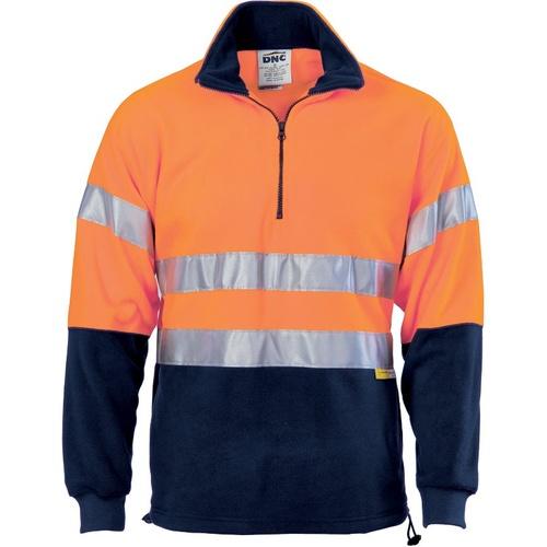 WORKWEAR, SAFETY & CORPORATE CLOTHING SPECIALISTS HiVis Two Tone 1/2 Zip Polar Fleece with CSR R/Tape-Orange / Navy-2XL