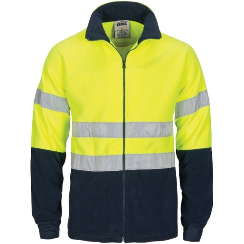 WORKWEAR, SAFETY & CORPORATE CLOTHING SPECIALISTS HiVis two tone full zip polar fleece with generic R/Tape-Yellow / Navy-XS