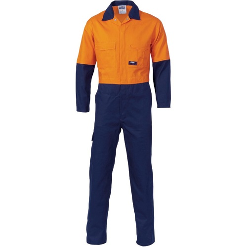 WORKWEAR, SAFETY & CORPORATE CLOTHING SPECIALISTS HiVis Two Tone Cott on Coverall-Orange / Navy-97S