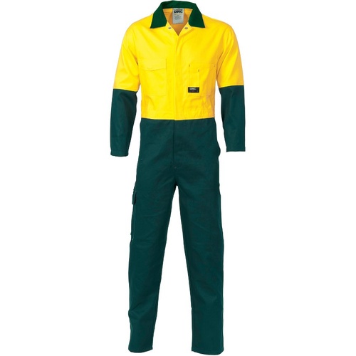 WORKWEAR, SAFETY & CORPORATE CLOTHING SPECIALISTS HiVis Two Tone Cott on Coverall-Yellow / Green-107R