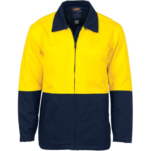 WORKWEAR, SAFETY & CORPORATE CLOTHING SPECIALISTS HiVis Two Tone Protect or Drill Jacket-Yellow / Navy-4XL