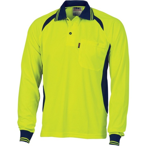 WORKWEAR, SAFETY & CORPORATE CLOTHING SPECIALISTS - Cool-Breeze Contrast Mesh Polo - long sleeve