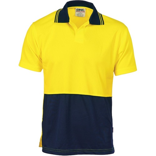 WORKWEAR, SAFETY & CORPORATE CLOTHING SPECIALISTS HiVis Two Tone Food Industry Polo - Short Sleeve-Yellow / Navy-L