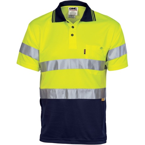 WORKWEAR, SAFETY & CORPORATE CLOTHING SPECIALISTS Hivis D/N Cool Breathe Polo Shirt With 3M 8906 R/Tape - Short Sleeve