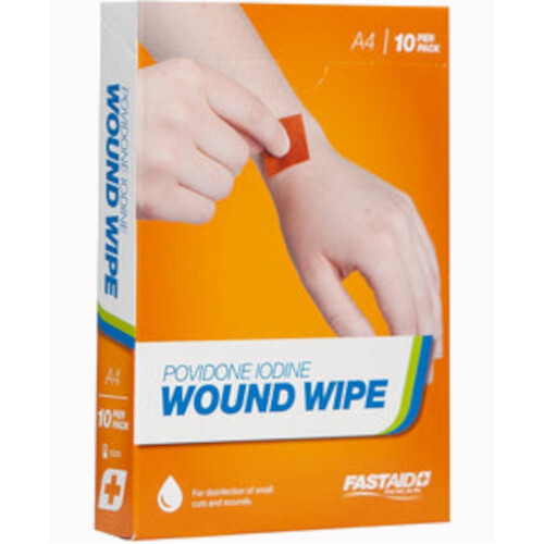 WORKWEAR, SAFETY & CORPORATE CLOTHING SPECIALISTS WOUND WIPE, POVIDONE IODINE SWAB, 10PK