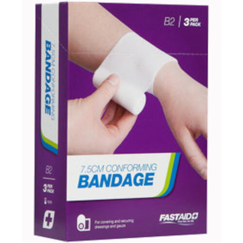 WORKWEAR, SAFETY & CORPORATE CLOTHING SPECIALISTS CONFORMING BANDAGE, 7.5CM, 3PK-White-7.5cm