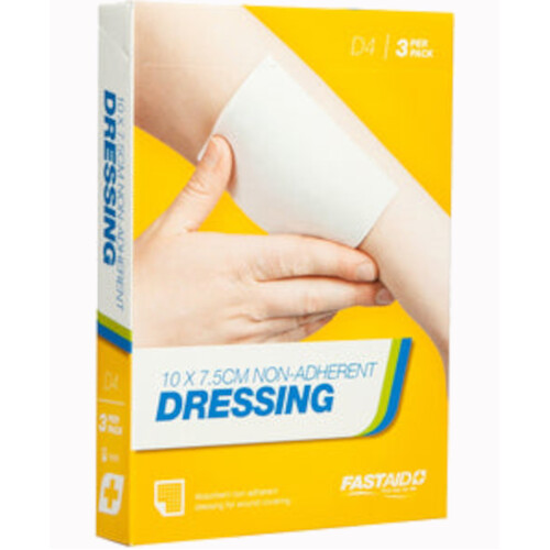 WORKWEAR, SAFETY & CORPORATE CLOTHING SPECIALISTS NON-ADHERENT DRESSING, 10 X 7.5CM, 3PK
