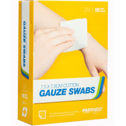 WORKWEAR, SAFETY & CORPORATE CLOTHING SPECIALISTS GAUZE SWABS, 7.5 X 7.5CM (5 X 3PK) 15PK