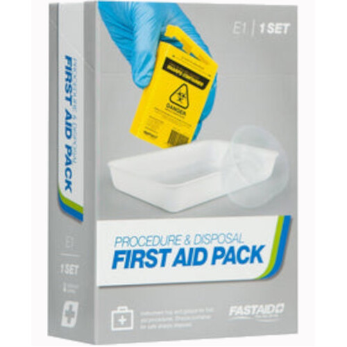 WORKWEAR, SAFETY & CORPORATE CLOTHING SPECIALISTS - PROCEDURE AND DISPOSAL FIRST AID PACK, 100ML SHARPS CONTAINER, GALIPOT AND INSTRUMENT TRAY SET