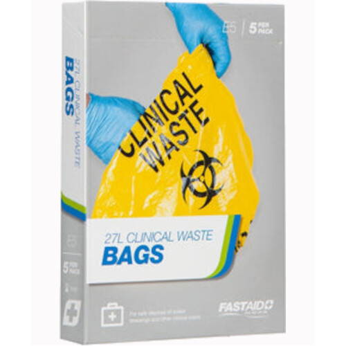 WORKWEAR, SAFETY & CORPORATE CLOTHING SPECIALISTS CLINICAL WASTE BAGS, 27L, 5PK-Yellow-27L