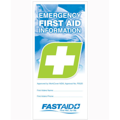 WORKWEAR, SAFETY & CORPORATE CLOTHING SPECIALISTS - EMERGENCY FIRST AID INFORMATION BOOKLET, BASIC, DL SIZE, 50PK