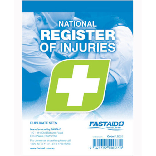 WORKWEAR, SAFETY & CORPORATE CLOTHING SPECIALISTS - REGISTER OF INJURIES BOOK, CARBONLESS DUPLICATE COPIES