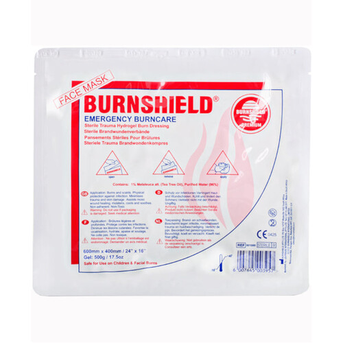 WORKWEAR, SAFETY & CORPORATE CLOTHING SPECIALISTS - HYDROGEL BURN FACE MASK DRESSING, 60 X 40CM  - GST FREE