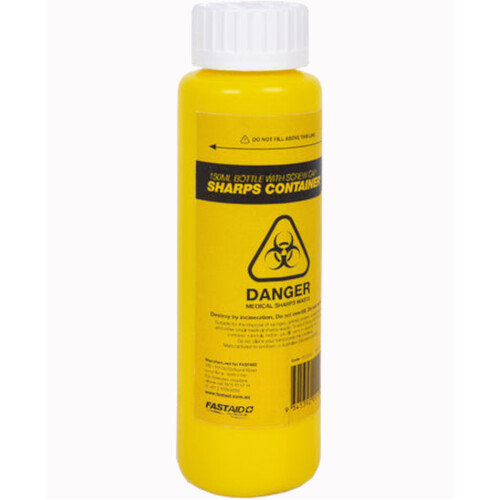 WORKWEAR, SAFETY & CORPORATE CLOTHING SPECIALISTS - SHARPS CONTAINER, PLASTIC, 150 ML, YELLOW