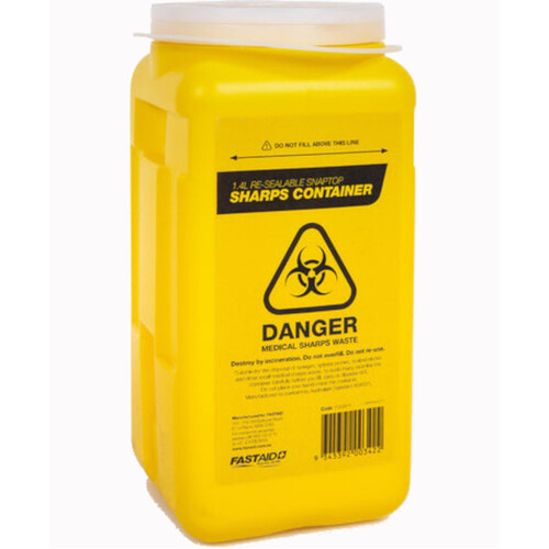 WORKWEAR, SAFETY & CORPORATE CLOTHING SPECIALISTS - SHARPS CONTAINER, PLASTIC, 1.4L, YELLOW