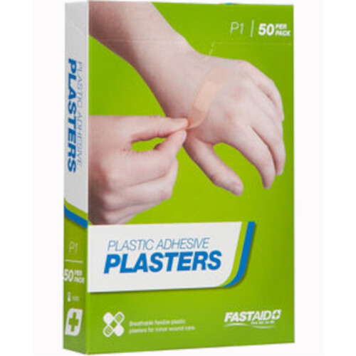 WORKWEAR, SAFETY & CORPORATE CLOTHING SPECIALISTS - ADHESIVE PLASTERS, PLASTIC, 72 X 19MM, 50PK